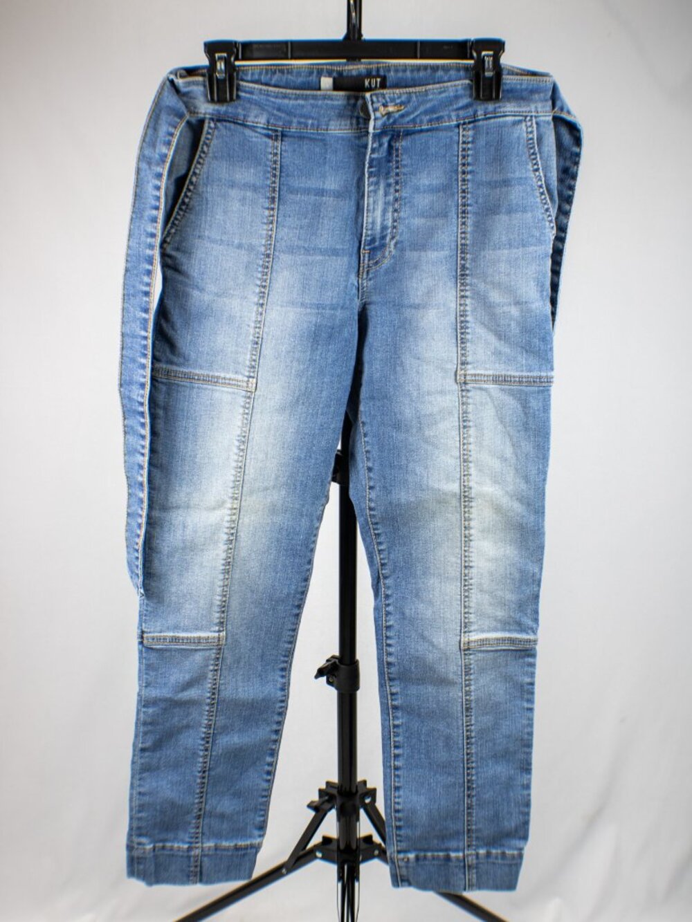 KUT from the Kloth Chris High Rise Denim Utility Joggers Size 6 Light Wash